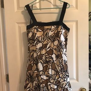 Brown and black printed knee length dress